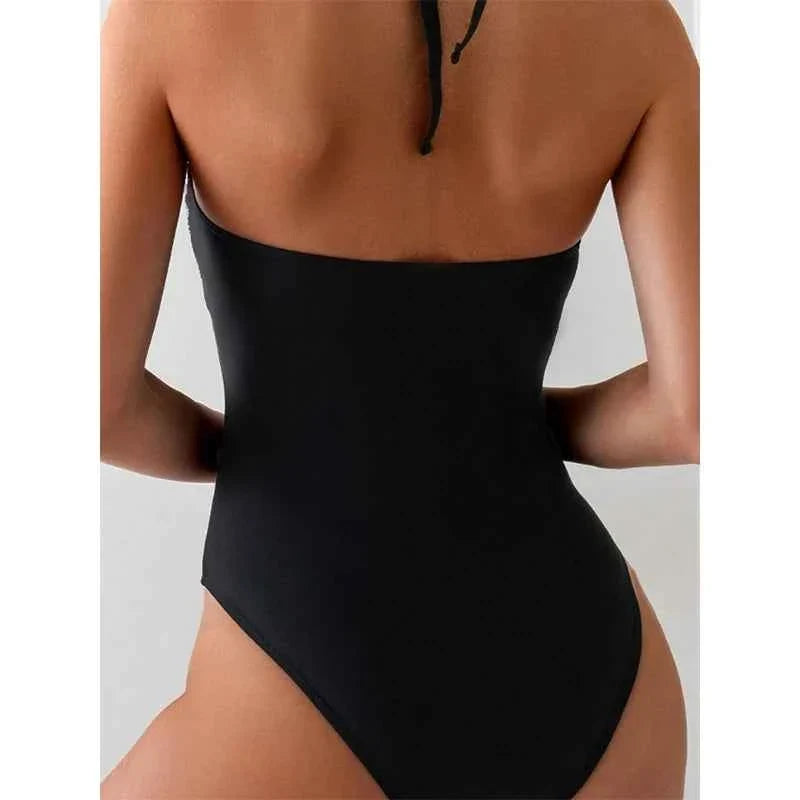 Retro Print Halter Backless Swimsuit