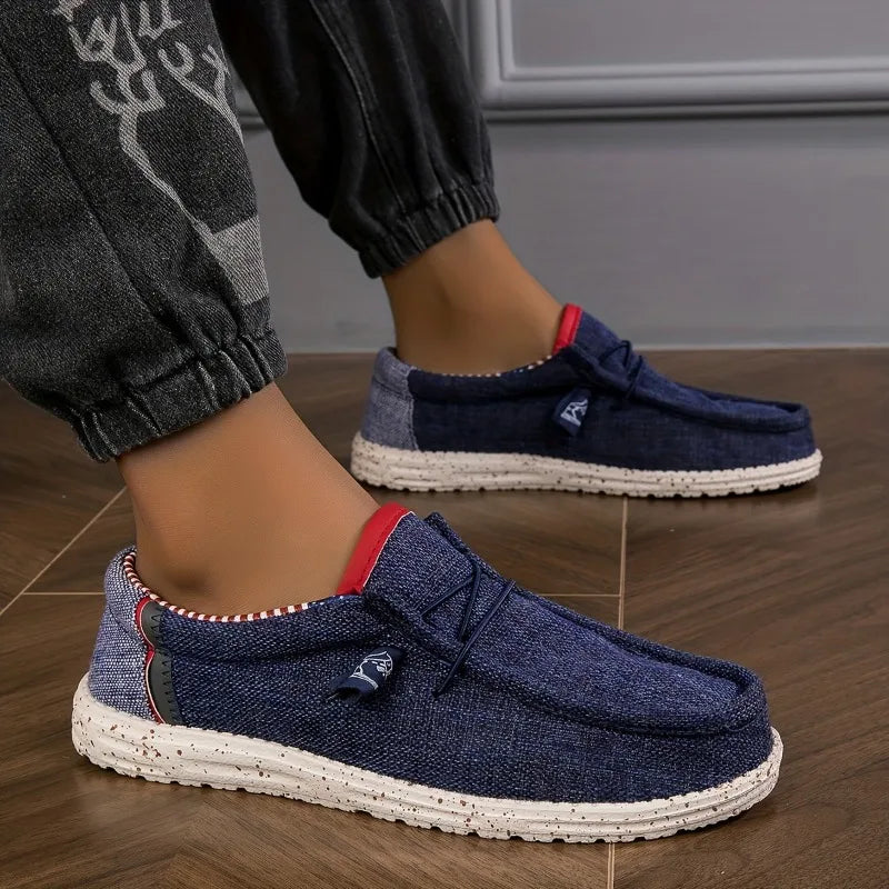 Men's Shoes Canvas Loafers Comfortable Breathable Men's Casual Shoes Driving Shoes Vulcanized Shoes Flat Shoes Men Walking Shoes