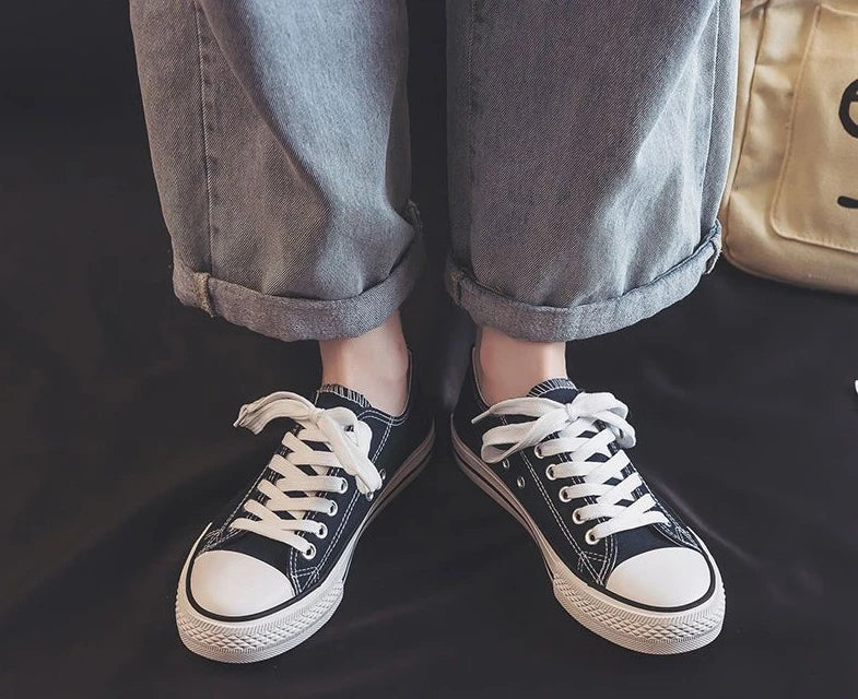 Canvas Shoes for Women Flat Whit Lace Up Spring Autumn Woman Footwear Original New in High Quality Trends 2025 Daily Routine 39