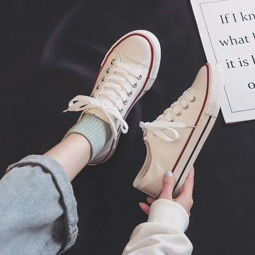 Canvas Shoes for Women Flat Whit Lace Up Spring Autumn Woman Footwear Original New in High Quality Trends 2025 Daily Routine 39