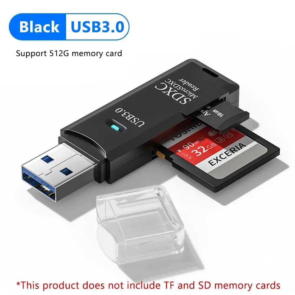 2-in-1 USB3.0/2.0 Card Reader Adapter USB3.0/2.0 Male To SD TF Memory Card USB Flash Drive Cardreader for PC Laptop Accessories