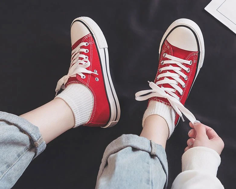 Canvas Shoes for Women Flat Whit Lace Up Spring Autumn Woman Footwear Original New in High Quality Trends 2025 Daily Routine 39