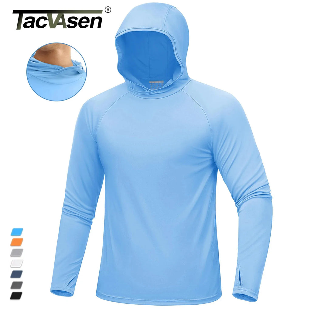 TACVASEN UPF 50+ Hooded T-Shirts Mens Quick Dry UV Block Sun Shirts Lightweight Hoodie Shirt Running Fishing Performance Tops