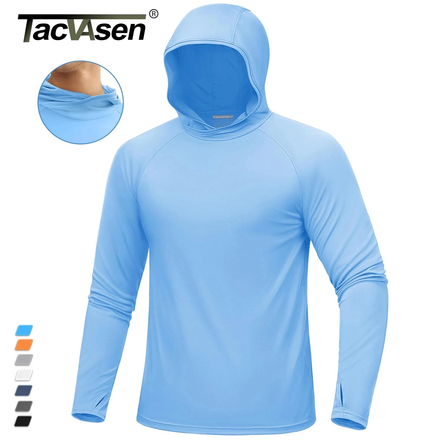 TACVASEN UPF 50+ Hooded T-Shirts Mens Quick Dry UV Block Sun Shirts Lightweight Hoodie Shirt Running Fishing Performance Tops