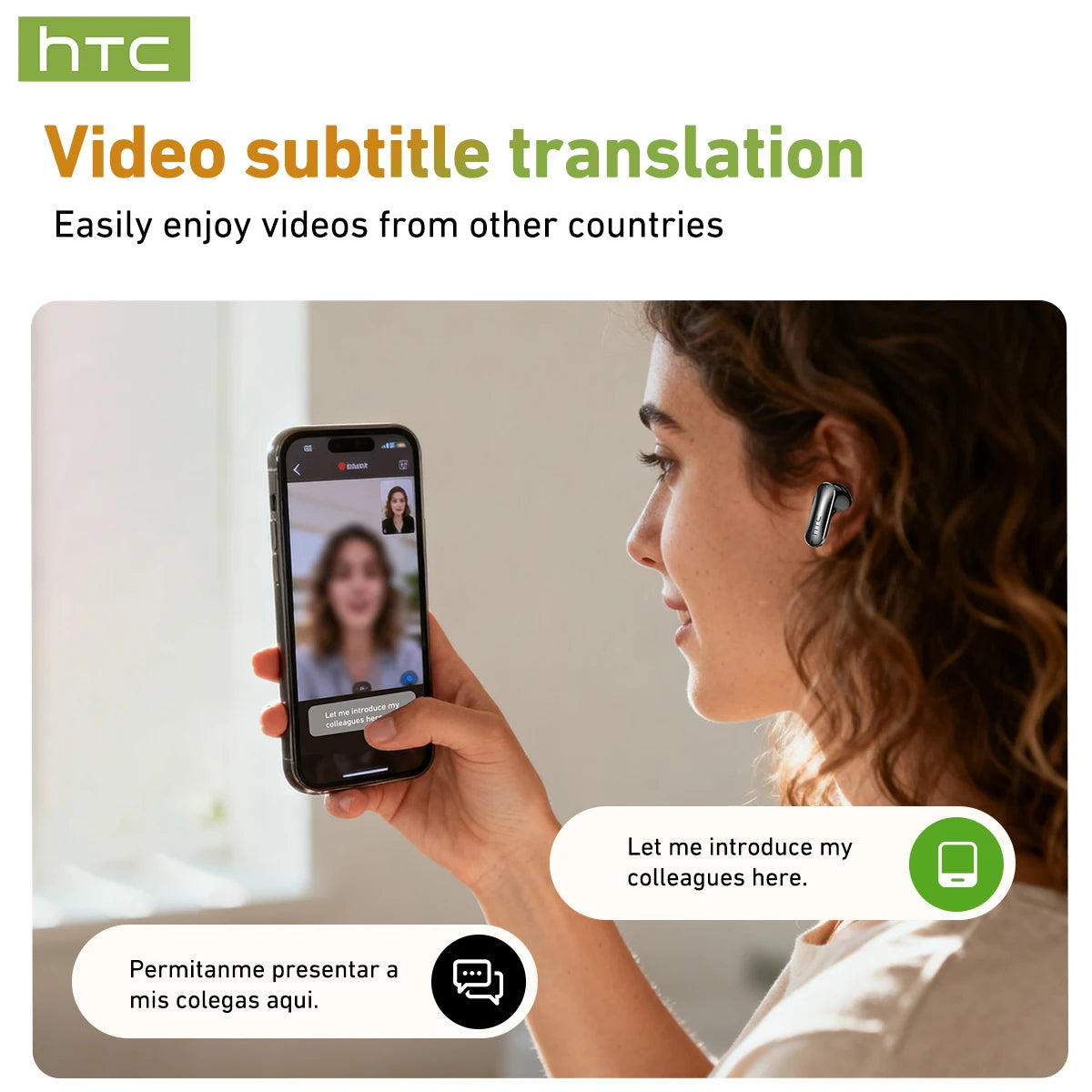 HTC NE48 TWS Wireless Earbuds AI Translation 2K HD Touchscreen Bluetooth 6.0 IPX5 ENC Noise Cancelling Sports Headphone