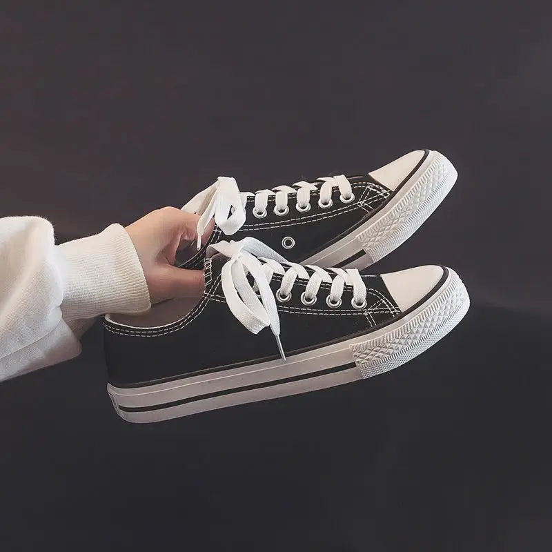 Canvas Shoes for Women Flat Whit Lace Up Spring Autumn Woman Footwear Original New in High Quality Trends 2025 Daily Routine 39