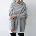 Women's Oversize Simple Tops 2025 New Fashion Casual Solid Color High-Neck Long Sleeve T-Shirt For Women