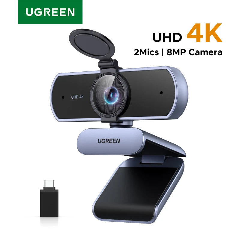 UGREEN 2K 4K Web cam with Microphone, Full HD Auto Light Correction, Video Webcam for Streaming