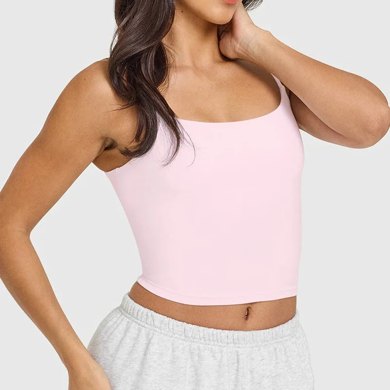 Women's Yoga Sports Vest – Built-in Bra with Chest Pad, Beautiful Back Suspenders, Running Fitness Tank Top for Gym
