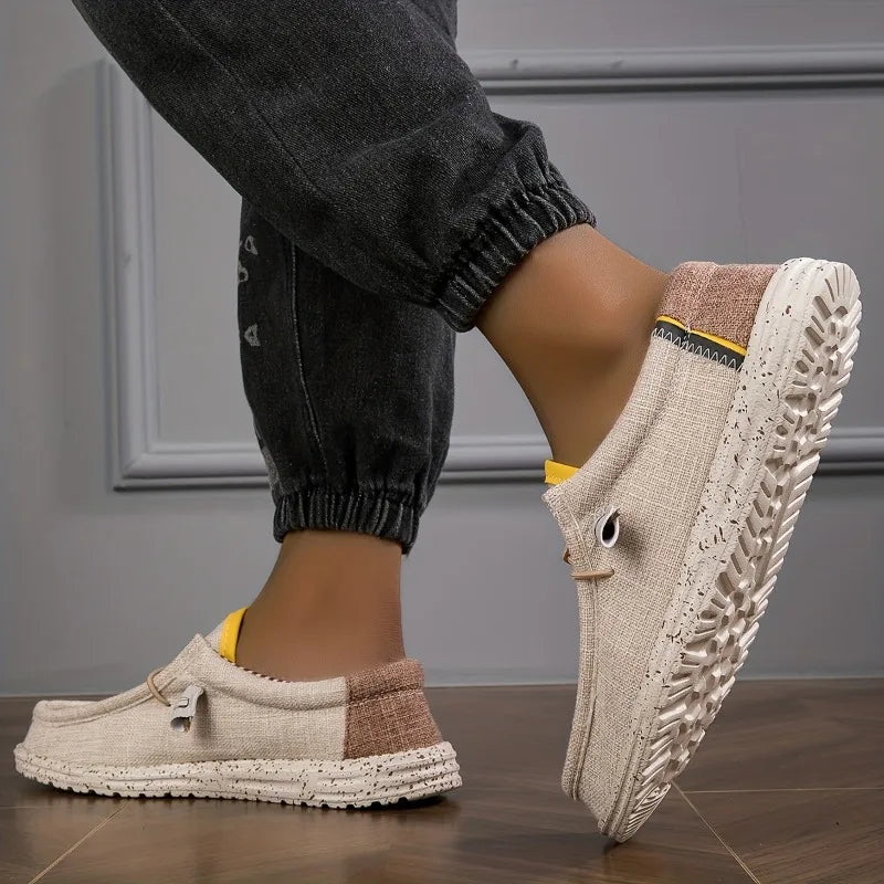 Men's Shoes Canvas Loafers Comfortable Breathable Men's Casual Shoes Driving Shoes Vulcanized Shoes Flat Shoes Men Walking Shoes