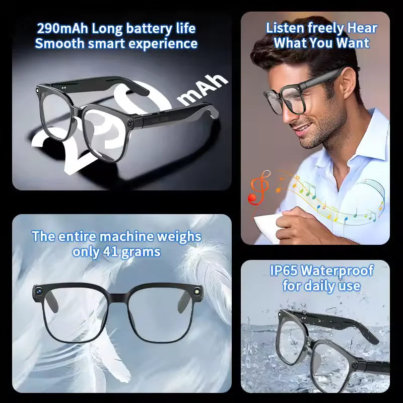 New 800W HD Camera AI Smart Glasses Men 100+ Languages Translation Glasses 1080P Video Record Music Player Call Sunglasses Woman