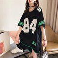 Long Baggy T Shirt for Women Irregular Green Printing Kpop Korean Clothing Cheap Sales Style Streetwear Female Tee Tops Woman