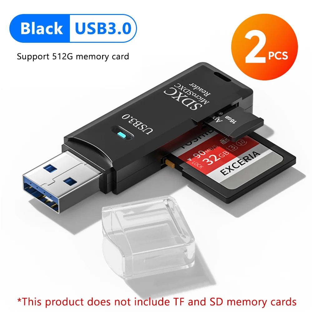 2-in-1 USB3.0/2.0 Card Reader Adapter USB3.0/2.0 Male To SD TF Memory Card USB Flash Drive Cardreader for PC Laptop Accessories