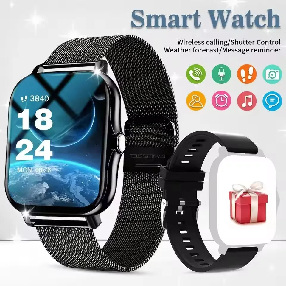 2026 New Smart Watch Bluetooth Call Fitness Tracker Heart Rate Sleep Record Outdoor Sport Watch for Android/IOS Men Women HW12