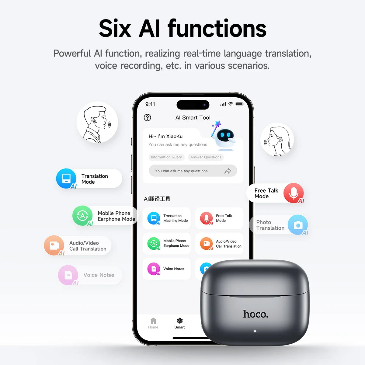 EQ27 OWS Open Ear Wireless Earbuds AI Smart Translator LCD Touch Control Bluetooth 5.3 Sports Headphones Waterproof Long Enduran