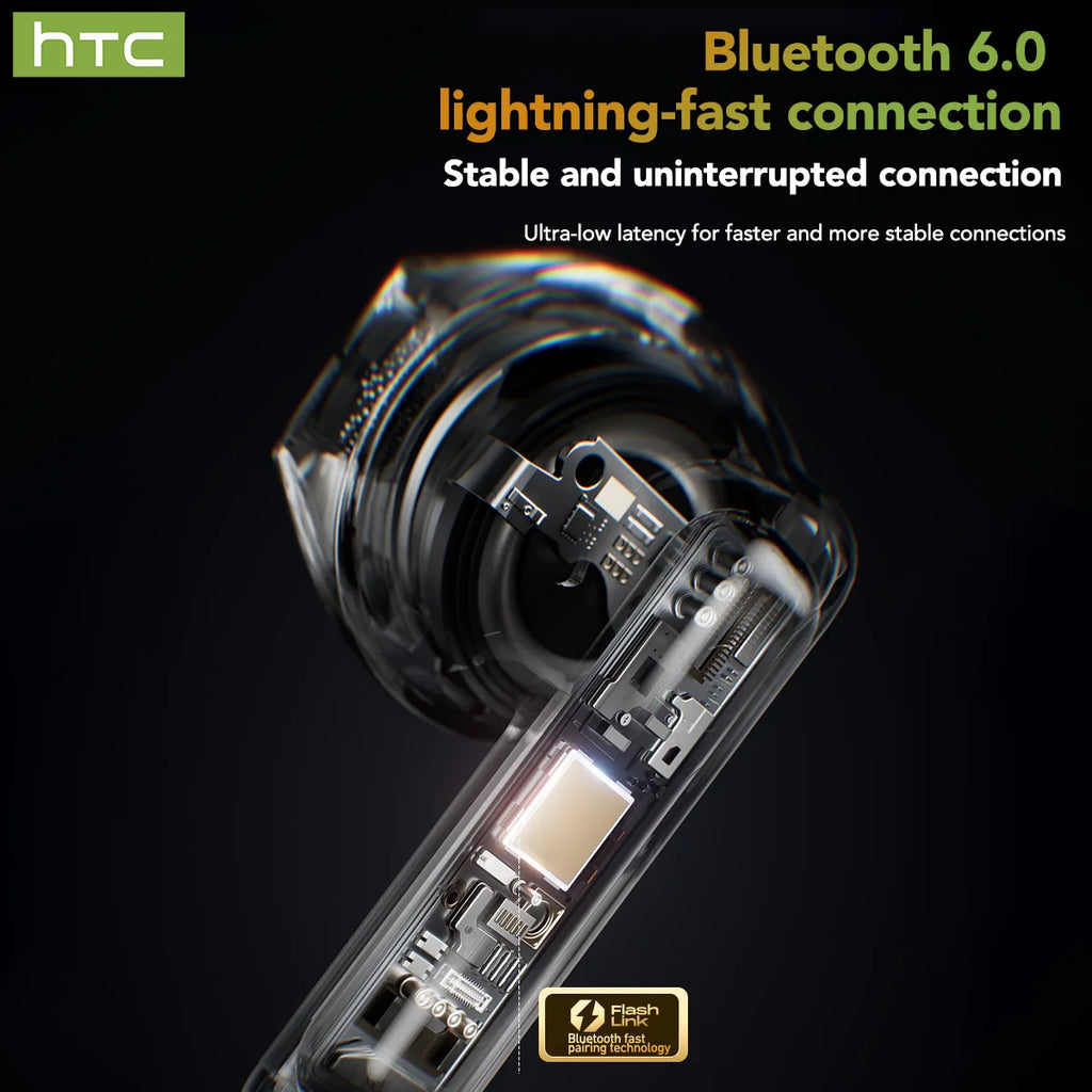 HTC NE48 TWS Wireless Earbuds AI Translation 2K HD Touchscreen Bluetooth 6.0 IPX5 ENC Noise Cancelling Sports Headphone