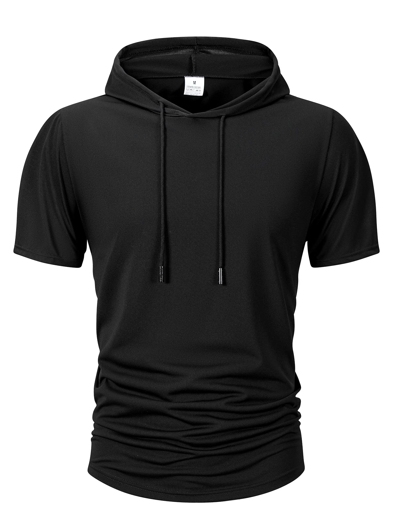 Summer Men's Hooded Sweatwear Casual Short Sleeve Loose T-shirt Solid Color Lightweight Hoodie Fitness Breathable Tops