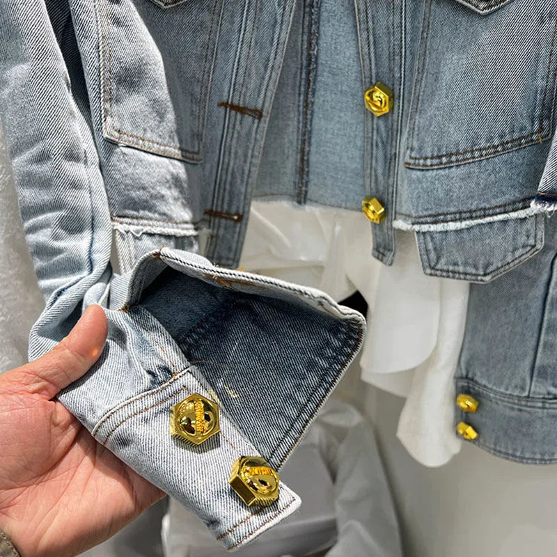 New Denim Jacket For Women Slim Single Breasted Long Sleeve Short Outerwear Coat Denim Jacket Women Coat Coats
