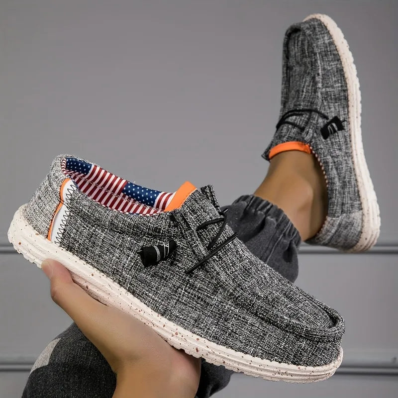 Men's Shoes Canvas Loafers Comfortable Breathable Men's Casual Shoes Driving Shoes Vulcanized Shoes Flat Shoes Men Walking Shoes
