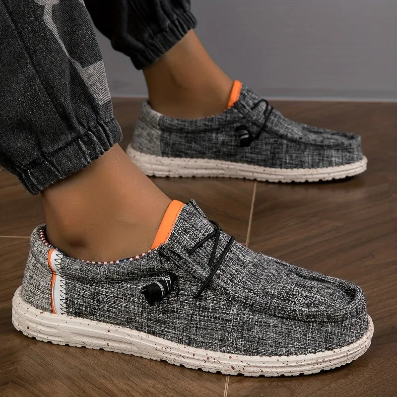 Men's Shoes Canvas Loafers Comfortable Breathable Men's Casual Shoes Driving Shoes Vulcanized Shoes Flat Shoes Men Walking Shoes