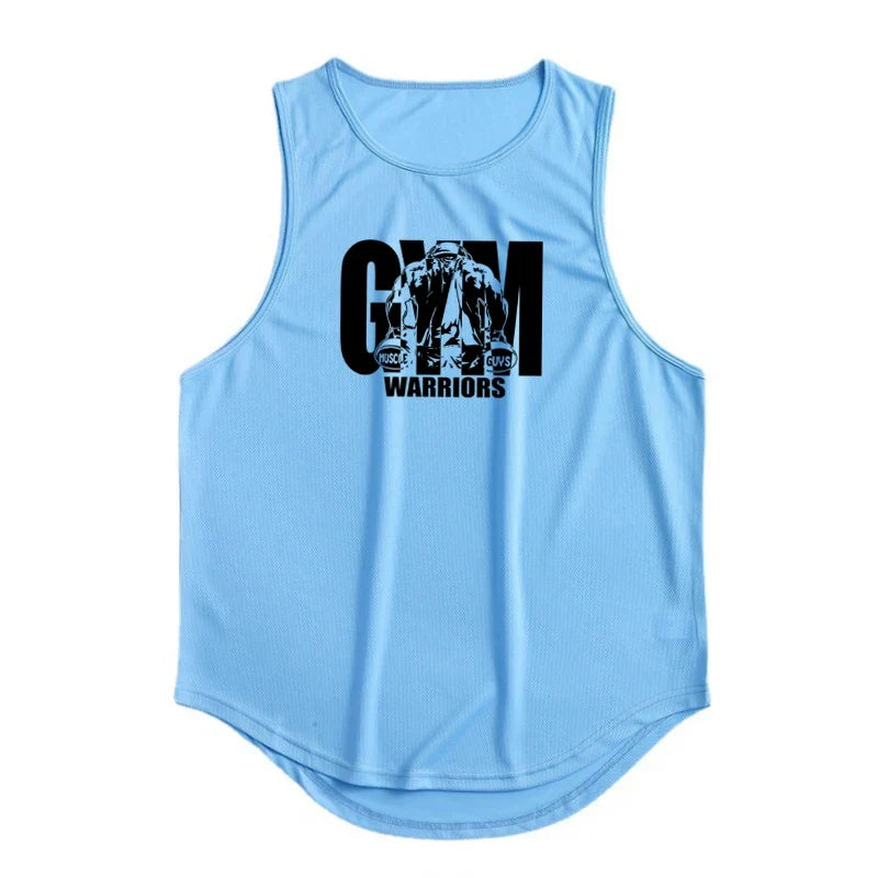Summer Mesh Quick Dry Gym Fitness Tank Tops Men's Casual Moisture Wicking Bodybuilding Sleeveless Shirt Workout Muscle Vests