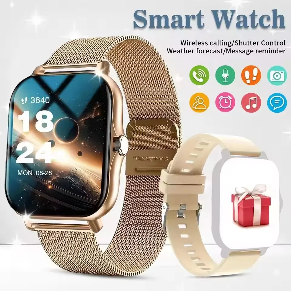 2026 New Smart Watch Bluetooth Call Fitness Tracker Heart Rate Sleep Record Outdoor Sport Watch for Android/IOS Men Women HW12