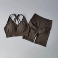 Women's High Waist Yoga Sets Workout Gym Clothing 2 Pcs Sports Suits Fitness Sets Tracksuit Sportswear Shorts Sets