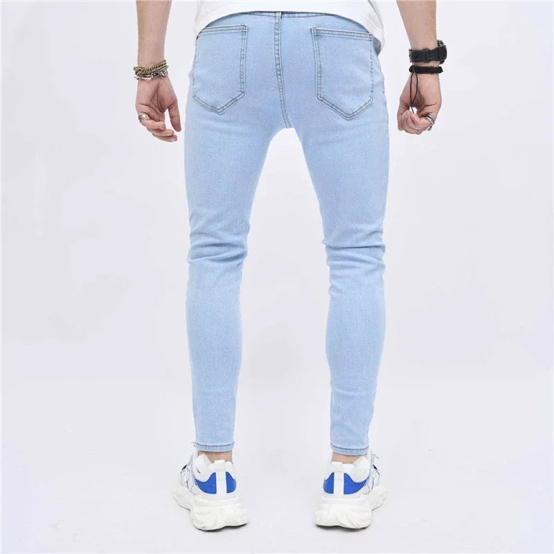 2025 Men Classic Advanced Pencil Jeans Homme Man Soft Stretch Black Biker Masculino Denim Slim Fit Casual Trousers Solid Pant