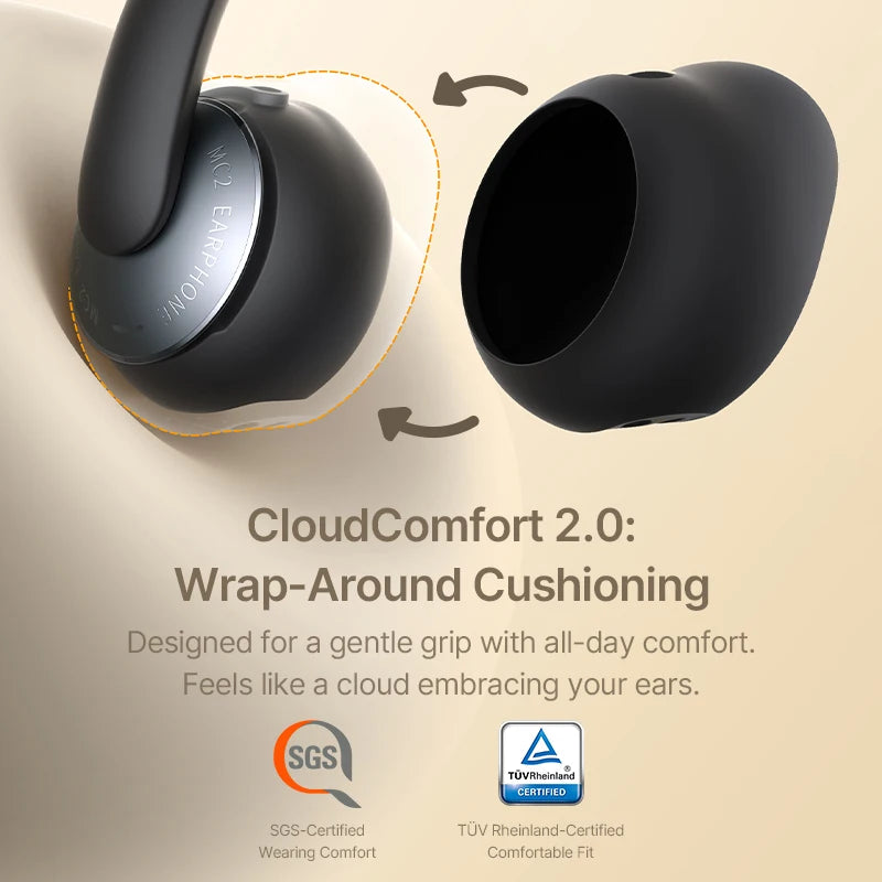 Baseus Bowie MC2 Open Ear Wireless Earbuds Bluetooth 6.0 Comfort Clip On Sport Earphone 4 Mic AI Clear Call Bass Boost Headphone