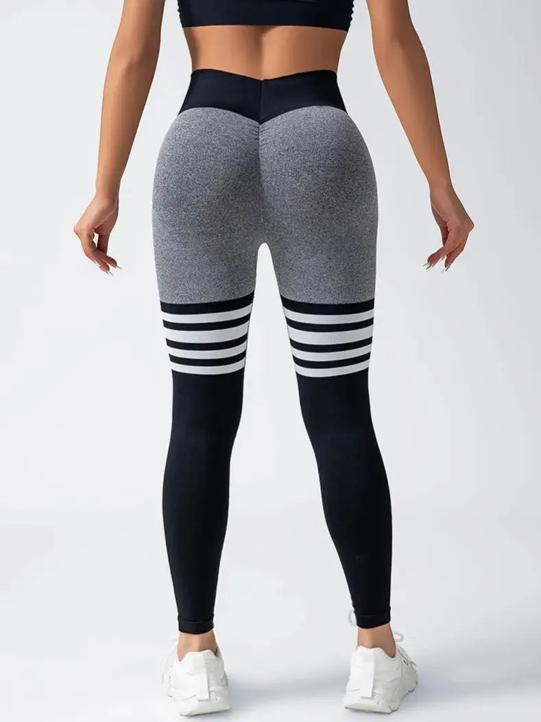 Women Gym V-back Line Yoga Pants Butt Lifting Fitness Athletic Workout Scrunch Leggings Outdoor Sports Tights