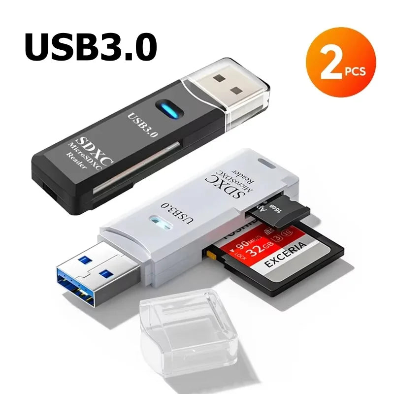 2-in-1 USB3.0/2.0 Card Reader Adapter USB3.0/2.0 Male To SD TF Memory Card USB Flash Drive Cardreader for PC Laptop Accessories