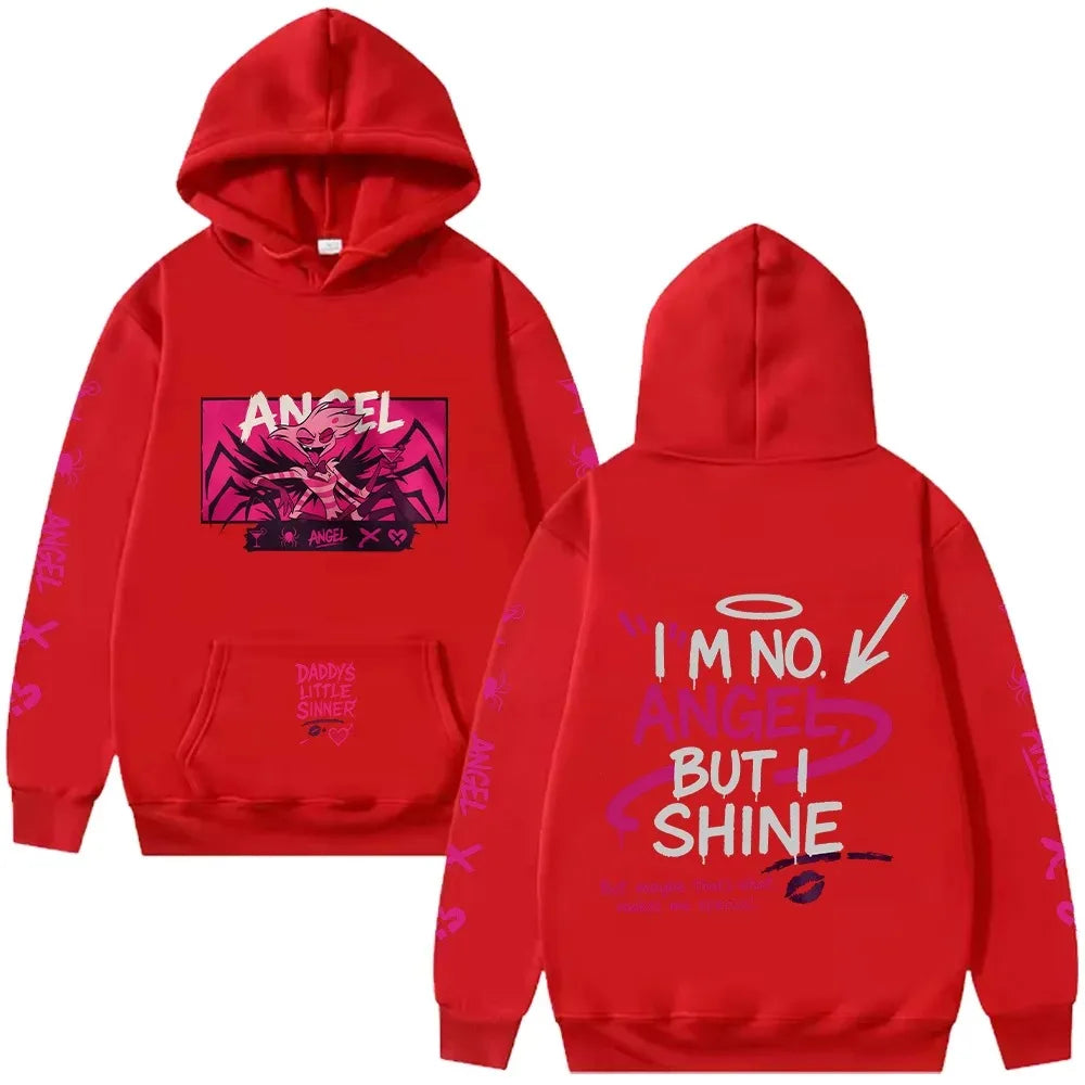 Angel Dust Hoodie Hazbin Hotel Graphic Anime Pullovers Fleece Warm Demoncore Streetwear Cute Edgy Oversized Y2k Male Clothing