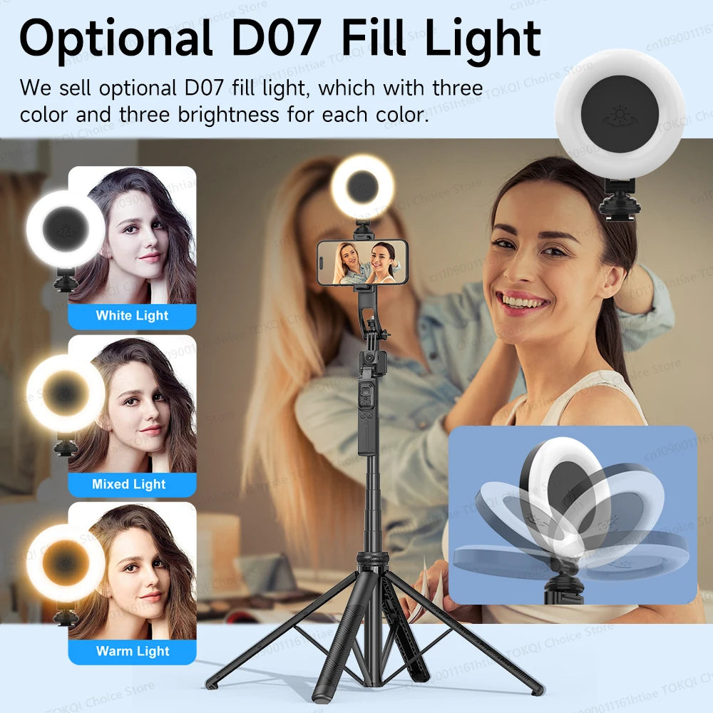 TOKQI C17 AI Tracking Gimbal Cellphone Stand Extension Rod Selfie Stick Tripod 360° Auto Rotate for Smartphones Shooting Vlog