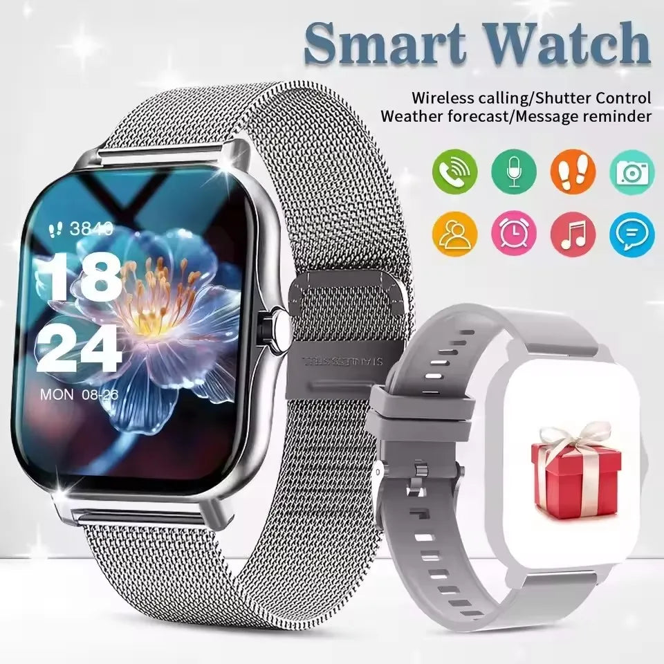 2026 New Smart Watch Bluetooth Call Fitness Tracker Heart Rate Sleep Record Outdoor Sport Watch for Android/IOS Men Women HW12