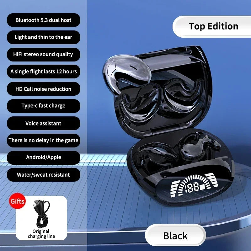 2025 Sleep Bluetooth Headphones Noise Cancelling Painless Wireless Music High Quality Sport Tws 538 Thin Earbuds Digital Display