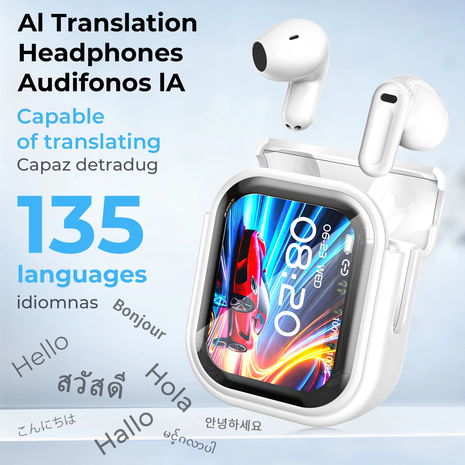 HTC NE20 TWS Wireless Earbuds Bluetooth 6.0 AI Translator 134 Languages ENC Noise Cancelling Semi-In-Ear Headphones