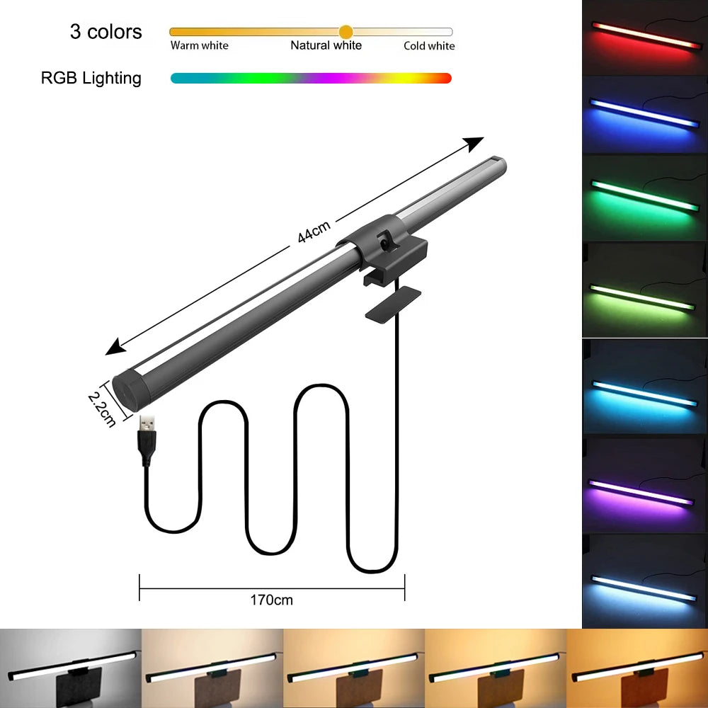 RGB Light LED Monitor Light Bar Computer Screen Hanging Lights Atmosphere Table Lamp Reading Night Lights Gaming Dimming Lights