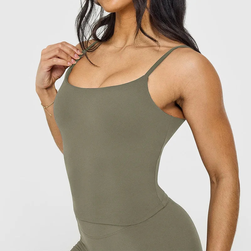 Women's Yoga Sports Vest – Built-in Bra with Chest Pad, Beautiful Back Suspenders, Running Fitness Tank Top for Gym