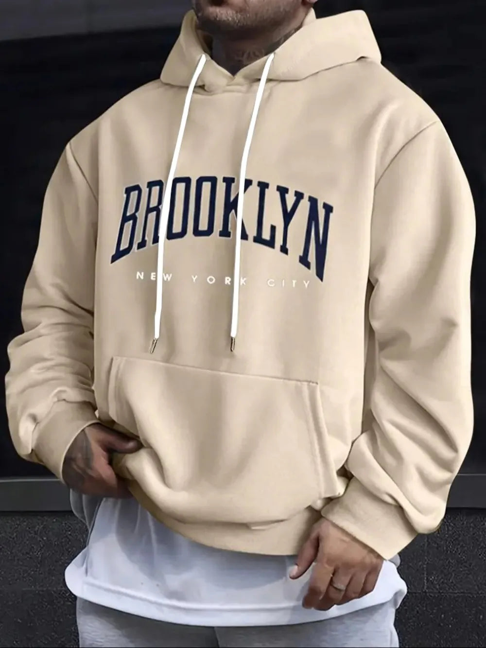 2025 Fashion Men's Autumn Letter Printed Micro Elastic Comfortable Hoodie Outdoor Urban Casual Top