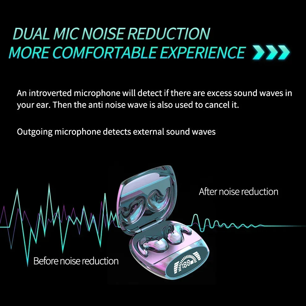 2025 Sleep Bluetooth Headphones Noise Cancelling Painless Wireless Music High Quality Sport Tws 538 Thin Earbuds Digital Display