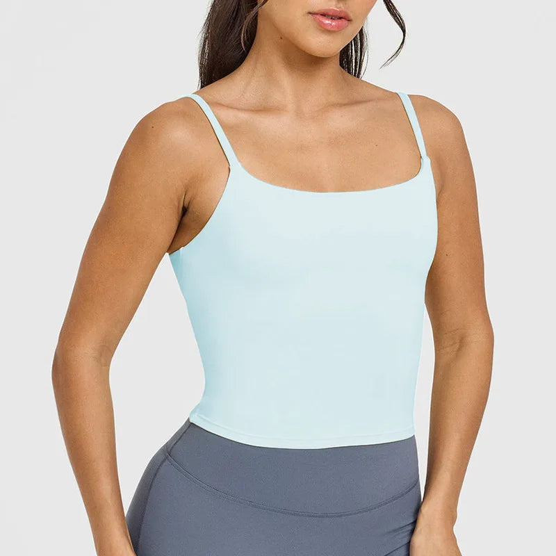 Women's Yoga Sports Vest – Built-in Bra with Chest Pad, Beautiful Back Suspenders, Running Fitness Tank Top for Gym
