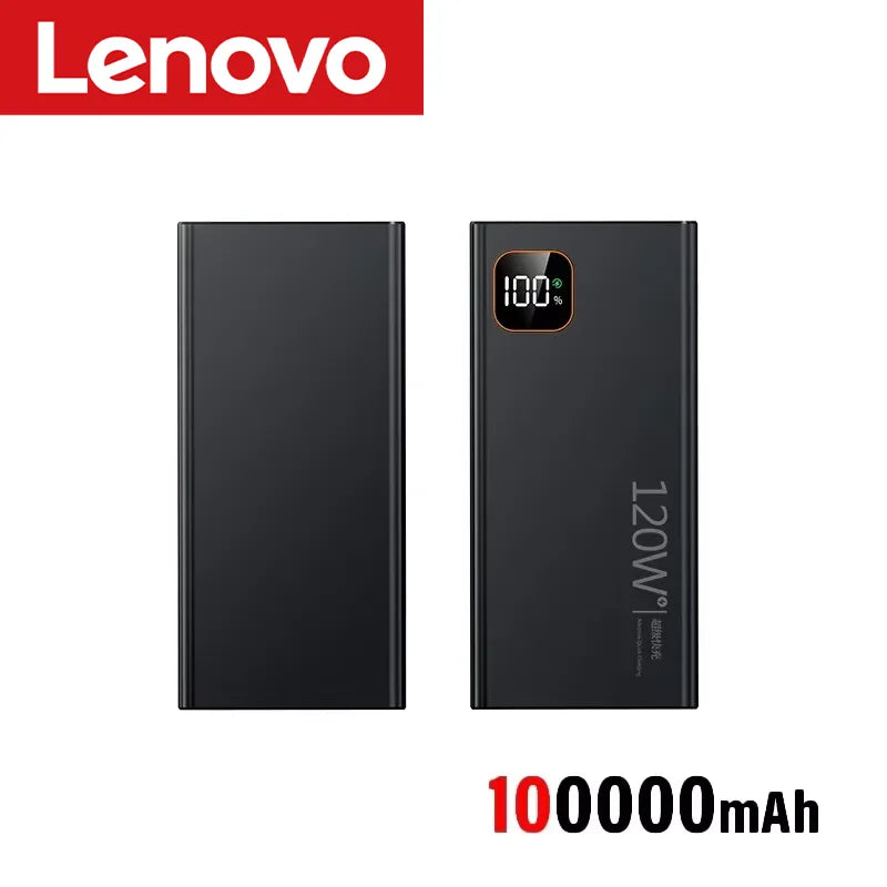 Lenovo 500000mAh Portable Power Bank 120W Super Fast Charging High Capacity External Battery Charger Powerbank For iPhone Huawei