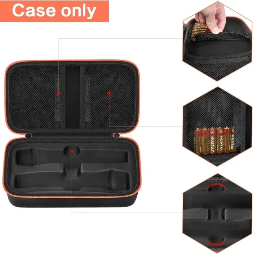 Portable Eva Wireless Microphone Storage Bag Carrying Case Compatible with JBL Wireless Two Microphone System for Trip Camping