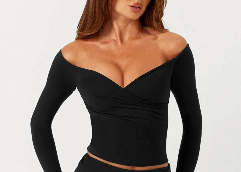 C-B Women's Yoga Set: Long-sleeved V-neck T-shirt & High-waisted Cuffed Shorts & Leggings, Suitable for Gym Workouts.