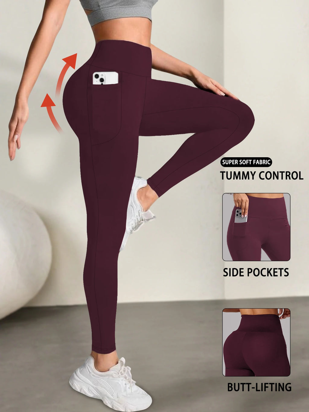 Women's Super Soft Leggings with Pockets, High Waisted Tummy Control for Yoga Workout and Casual Lounge Wear Comfort