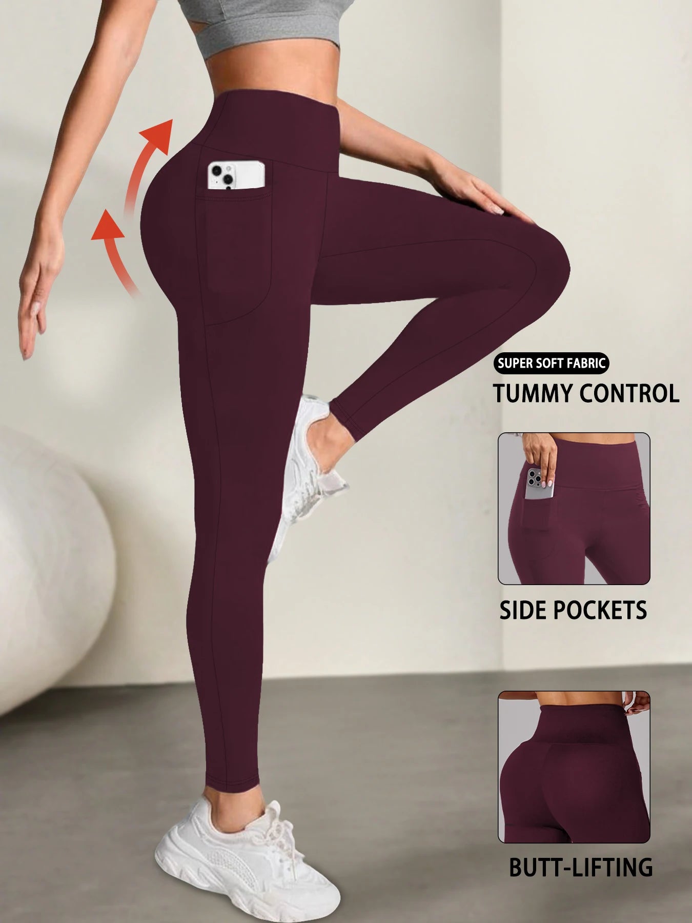Women's Super Soft Leggings with Pockets, High Waisted Tummy Control for Yoga Workout and Casual Lounge Wear Comfort