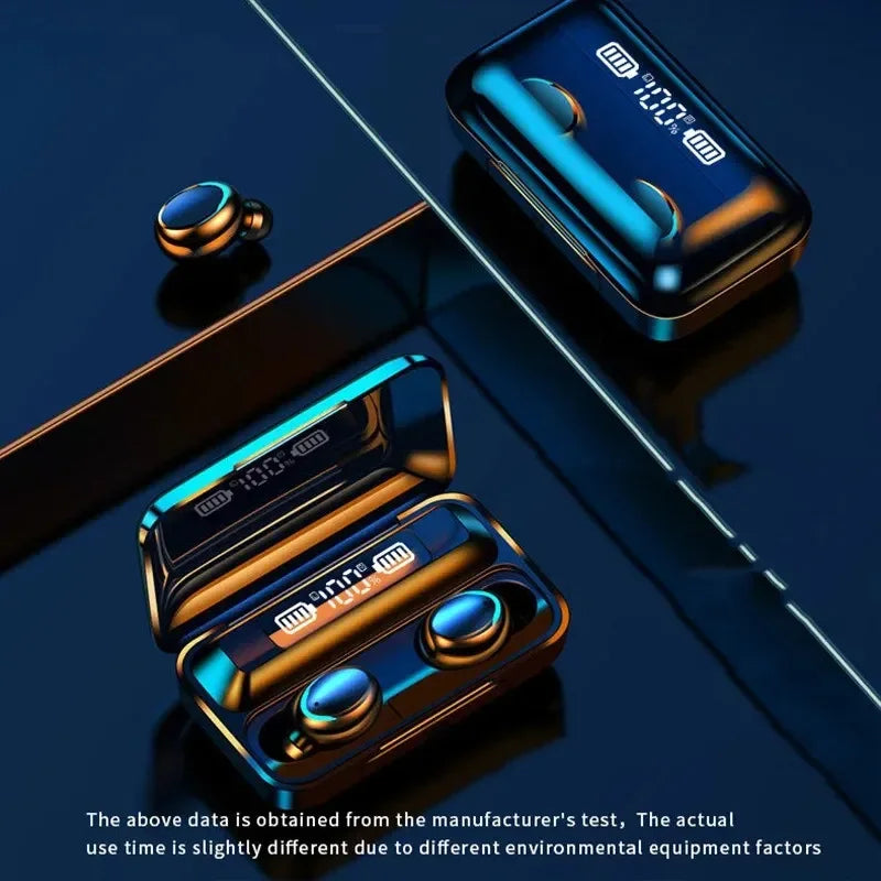 F9 Wireless Earphones LED Dislpaly Binaural TWS Wireless Bluetooth Headset Waterproof Noise Reduction Bluetooth Headphones