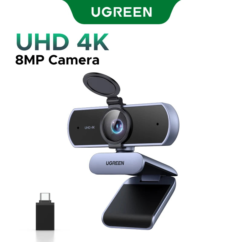 UGREEN 2K 4K Web cam with Microphone, Full HD Auto Light Correction, Video Webcam for Streaming