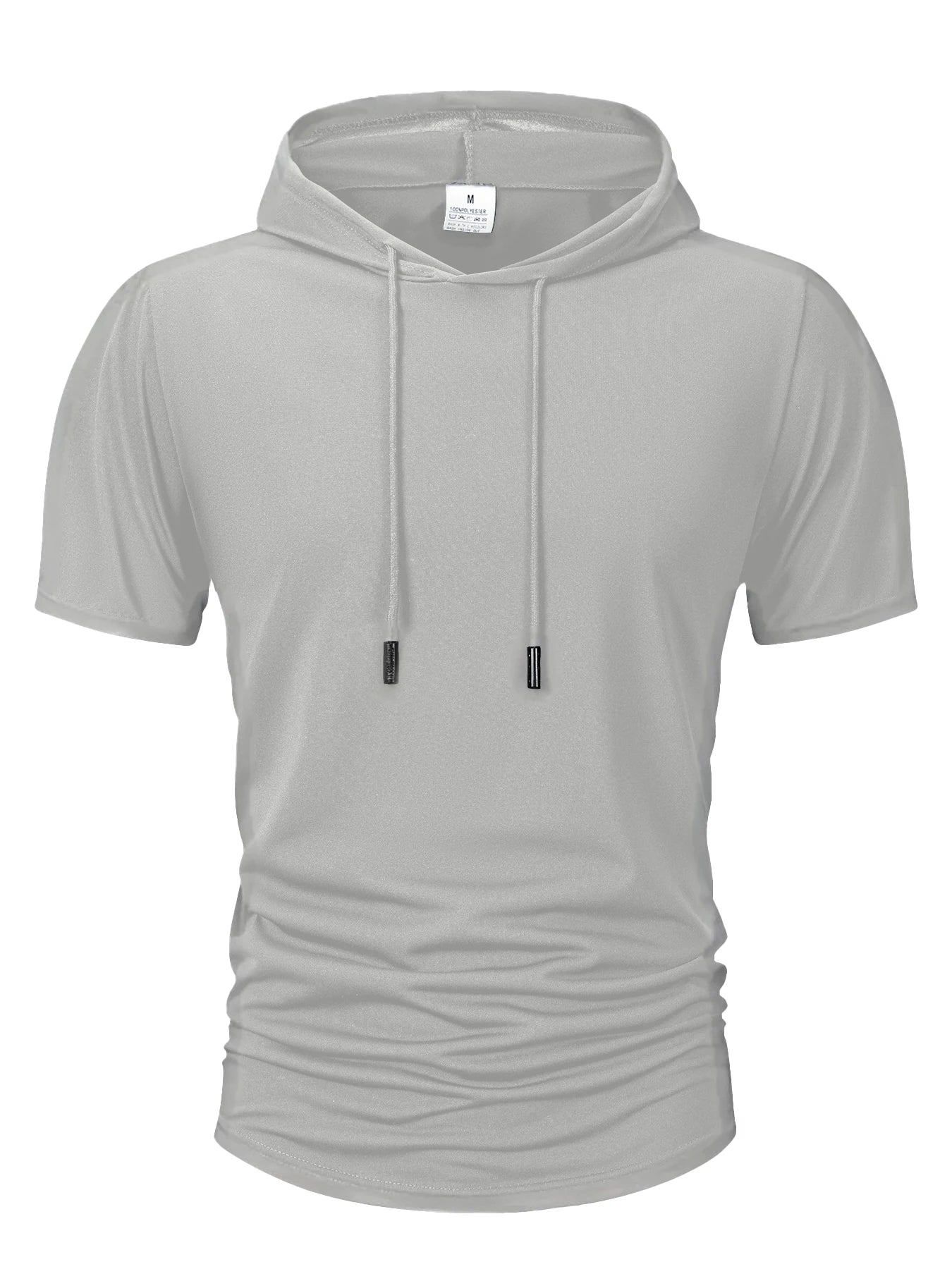 Summer Men's Hooded Sweatwear Casual Short Sleeve Loose T-shirt Solid Color Lightweight Hoodie Fitness Breathable Tops