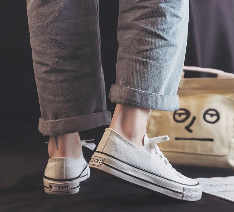 Canvas Shoes for Women Flat Whit Lace Up Spring Autumn Woman Footwear Original New in High Quality Trends 2025 Daily Routine 39